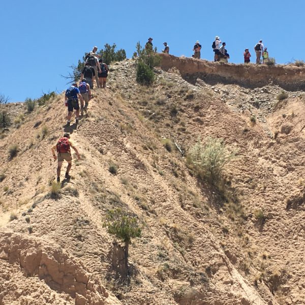 Hiking up to the top on a hot day to get a good overview of the local topography and geology