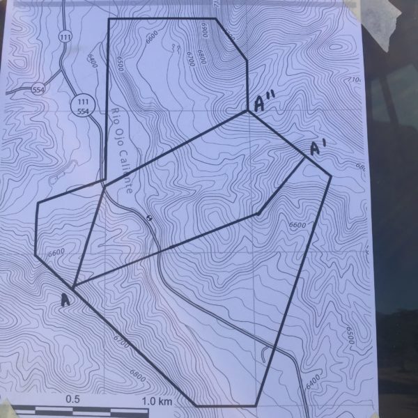 A classic Karl Wegmann move. Taping the map with labeled cross section lines to the back of the van for everyone to see (and left there for days, just in case)